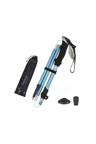 Hymark Trekking Hafif Katlanabilir 105-125cm Dağcı Doğa Kamp Yürüyüş Batonu Açık Mavi