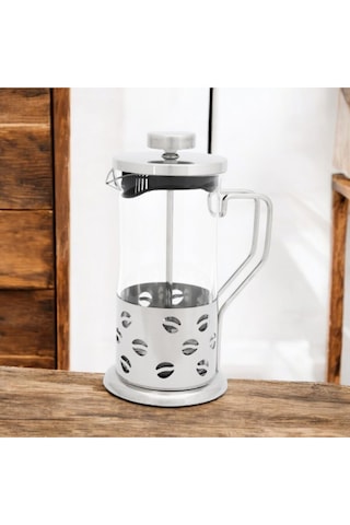 French Press Kahve Ve Çay Demleme Makinası 350 Ml French Press Gümüş