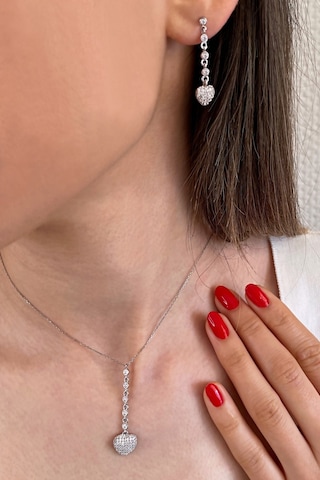 925 Ayar Gümüş Tasarım Su Yolu Kalp Set - 67021002 Gümüş