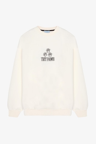 Quzu 01243 Baskı Ve Nakış Detaylı Kadın Sweatshirt Ekru