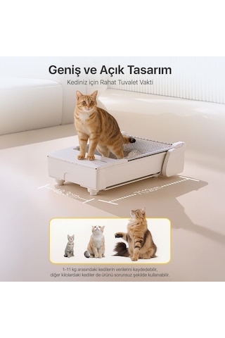 Ucat C31 Açık Tasarımlı Akıllı Otomatik Kedi Tuvaleti Mobil Uygulama Kontrollü, Otomatik Temi