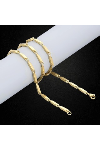 Çelik Kolye Titanyum Melon Düz Model 3 Mm 55 Cm Altın Sarısı Gold Gold
