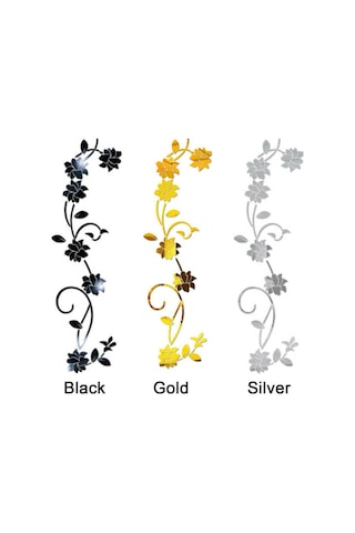 Çıkarılabilir 3d Sanat Duvar Resmi Çiçek Şekli Ayna Duvar Çıkartmaları Çıkartma Altın