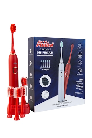 Acti Power Pro Clean Elektrikli Şarjlı Sonic Diş Fırçası-5 Yedek Başlık Kutuya Dahil