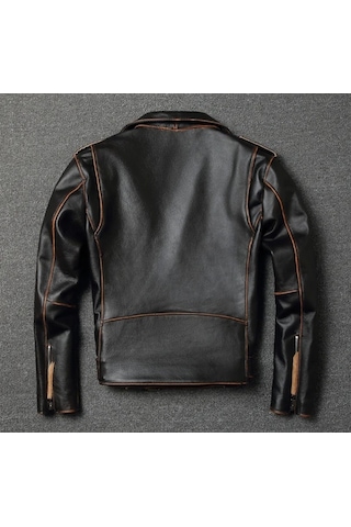 Nyc Giyim Tekstil & Deri Eskitme Biker Mont Hakiki Deri Siyah - Kahverengi
