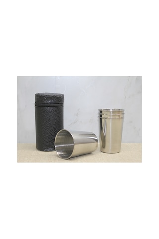 5 Adet Deri Kılıflı Shot Bardak Kompakt Taşınabilir Shot Glass, Çekim Bardağı, Mini Viski Bardağı, Şık Kılıf