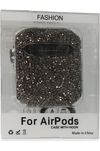 Apple, Uyumlu AirPods 2 2.nesil Mira Taşlı Kılıf - Siyah