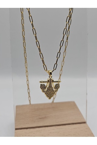 Vip Altın Kaplama Escudo Kalkan Çelik Kolye