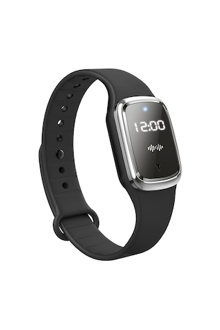 Aubyhe M2 Ultrasonik Kovucu Bileklik, Saat Fonksiyonlu, Çocuk-yetişkin-hamile Uygun, Siyah Silikon Metal, 7 Gün Kullanim Süresi