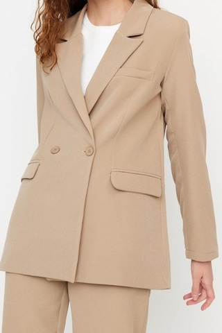 Ersefa Tarz Kadın Modern Moda Yüksek Bel Boru Paça Ceket Yaka Blazer Cek Vizon