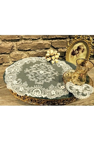 Royal Nazik Dantel Tepsi Örtüsü Ve Bardak Altlığı Seti 7 Parça (551505446)