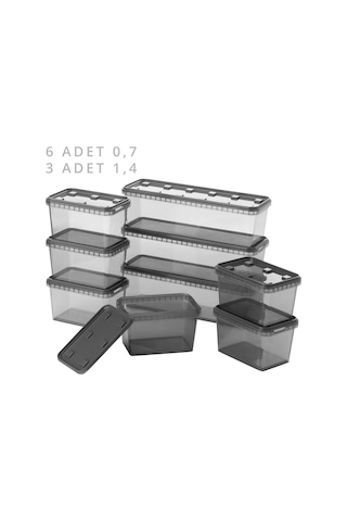 Cvs Home DN0128 Saklama Kabı 9'lu Gri