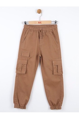 Nk Kids Çocuk Kargo Cepli Beli Paçası Lastikli Kargo Pantolon-13834-camel Camel