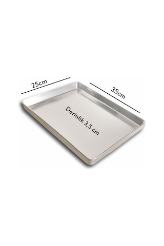 5 Adet - Tek Kullanımlık Alüminyum Tepsi - 25x35x3,5 Cm 145 Gr Gri