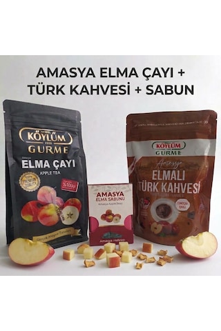 Köylüm Gurme Doğal Amasya Elma Çayı 275 Gr + Elmalı Türk Kahvesi 100 Gr + Elma Sabunu 100 Gr