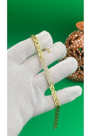 Xuping 14k Kuyumcu Model 3 Sıra Zirkon Taşlı Bileklik Altın