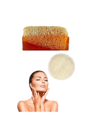 2'li Doğal Set Kabak Lifli Ballı Sabun Peeling Bakım Sıkılaştırma Akne Temizleme Lifli Yüz Pedi
