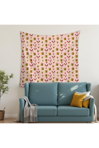 Noel Desenli 50x50 İnç Kare Duvar Halısı, Oturma Odası, Yatak Odası Ve Genç Odası İçin