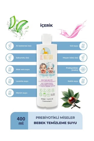 Le Natura Prebiyotikli Durulanmayan Bebek Miseler Su 2 X400 Ml
