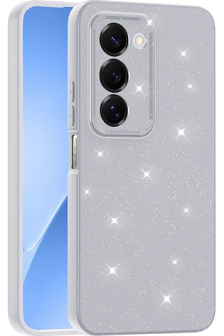 Xiaomi Redmi 15 Kılıf Kamera Korumalı Simli Lüks Zore Koton Kapak Beyaz