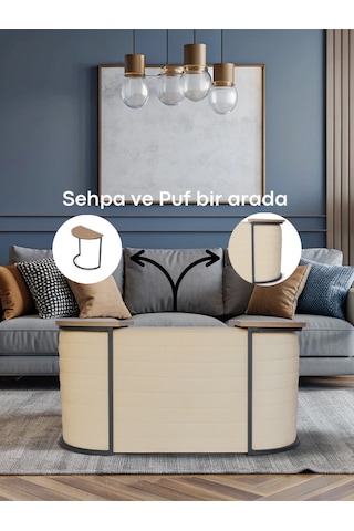 Frida Foksiyonel Sehpalı Puf Bej