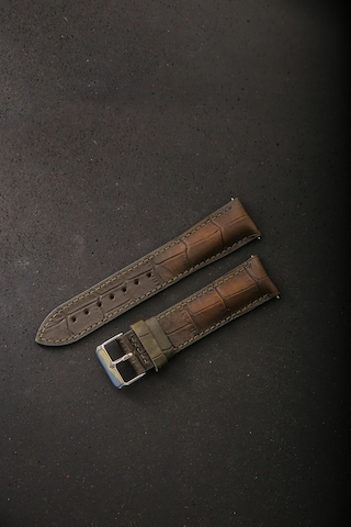 Hakiki Deri 22mm Akıllı Pimli Saat Kordonu Haki
