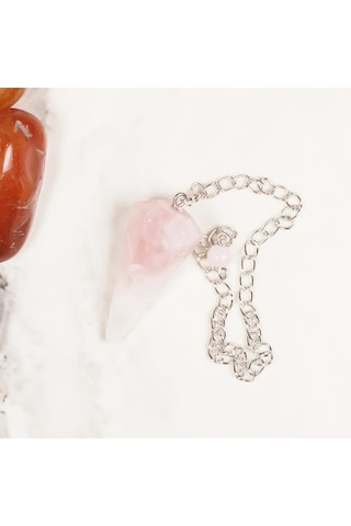 Pembe Kuvars Doğal Taş Pandül Sarkaç : Renkli