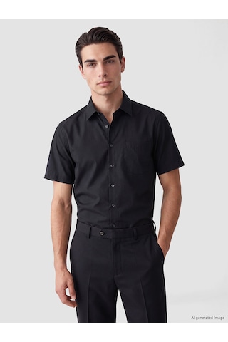 Lcw Busıness Siyah Regular Fit Armürlü Erkek Gömlek