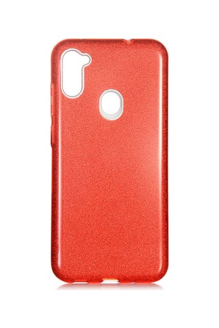 Samsung Uyumlu Galaxy A11 Kılıf Zore Shining Silikon-Kırmızı