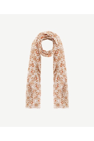 Yargıcı Keten Karışımlı Çiçekli Şal 25yksl1036x 003 Kahverengi