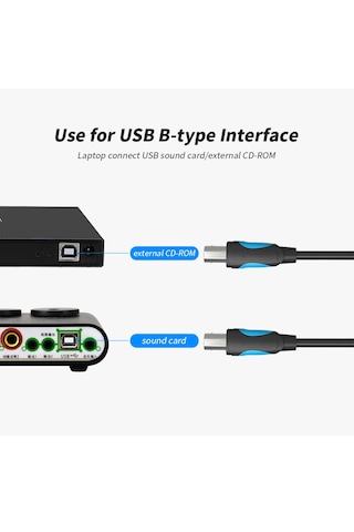 Springsun Ventıon Usb2.0 Yazıcı Kablosu Erkekten Erkeğe 10m/32.8ft Yazıcı Tarayıcı Kablosu Hp/canon/epson İçin Yedek Siyah
