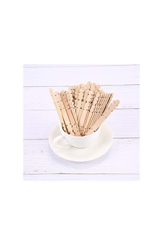 Dünya Magnet 100 Adet Geçmeli Ahşap Doğal Dil Çubuğu - Eklemeli Dondurma Çubuğu Abeslang 100 Adet