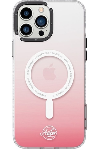 Rock Apple Uyumlu iPhone 14 Plus Amber Serisi Magsafe Kılıf Pembe Pembe