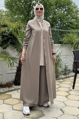Rabia Şamlı Başak Pantolonlu Takım Vizon Normal
