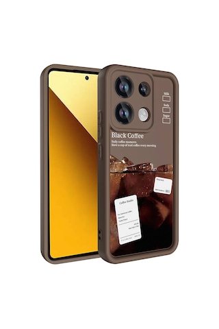 Xiaomi Redmi Note 13 Pro 4g Kılıf Kamera Korumalı Baskılı Arka Yüzey Zore Klas Kapak Koyu Kahve
