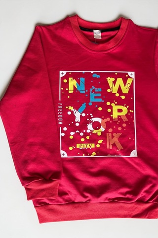 Minik Motion 3'lü Set Çocuk Baskılı 2 İplik Penye Sweatshirt Kırmızı - Siyah - Yeşil