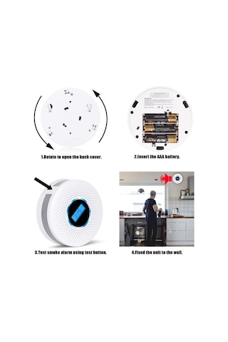 Duman Ve Karbon Monoksit Dedektörü Kombinasyonu, Sesli Uyarı Ve Sayı Ekranı İle Pili Çalışan