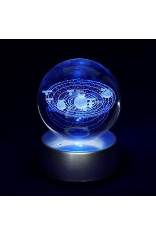 Senon Güneş Sistemi Kristal Cam Küre Renk Değiştiren Led Işıklı Gece Lambası Dekoratif Hediyelik Gezegenler Diğer