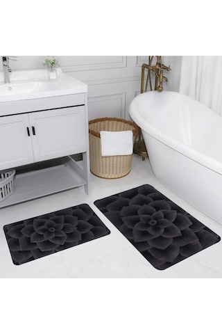 Eliana Home Dijital Baskılı 2'li Banyo Paspas Takımı Lna5155 Siyah