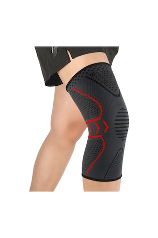 Yuntech01 Koşu, Fitness Ve Spor İçin Esnek Ve Konforlu Dizlik - Tekli Paket, Siyah-kırmızı, L Boy Ab008 Kırmızı
