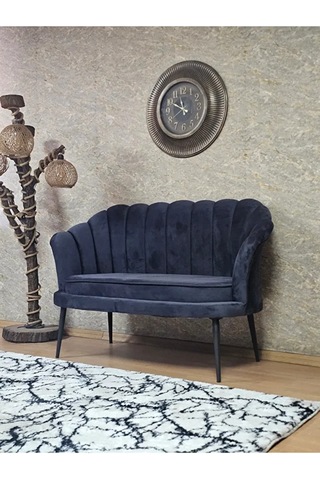 İkili İstiridye Siyah Boyalı Sivriltme Ayak Çay Seti Koltuk İkili Çok Renkli