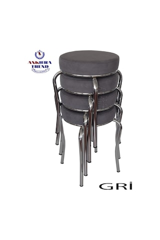 Tabure (Krom Ayaklı) (4 Adet) - Mutfak Balkon Taburesi