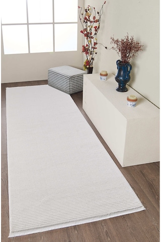 Mariesse Home Yumuşak Dokulu Modern Sık Dokuma Koridor Kesme Yolluk Dokuma Makine Halısı Y1093a Krem