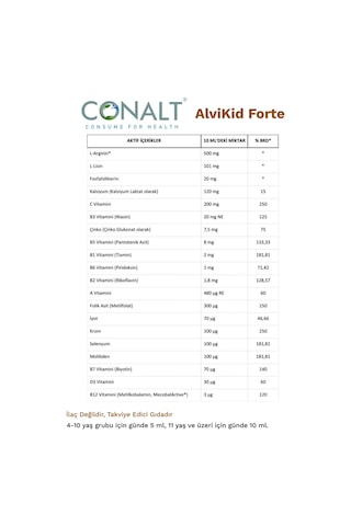 Alvikid Forte Çocuklara Özel Premium Multivitamin Takviyesi 150 Ml Şurup