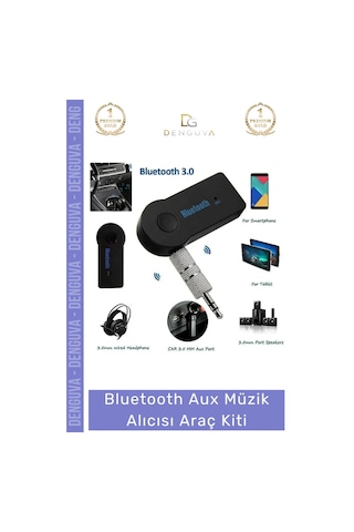 Araçkiti Kablosuz Bluetooth Ses Aktarım Modülü Mikrofonlu Handsfree Aux Müzik Alıcısı Araç Kiti