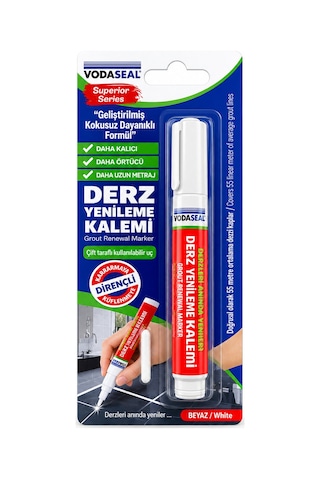 10 Adet Beyaz / Süper Seri Derz Kalemi Su Bazlı - Kokusuz Yedek Uç