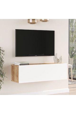 Aven Tv Ünitesi Tv Sehpası Kapaklı 100cm Çam-beyaz Ave12-aw Beyaz
