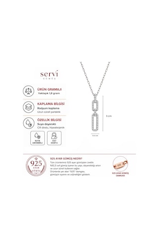 Servi 925 Ayar Gümüş Chain Glow Ataç Kolye-546