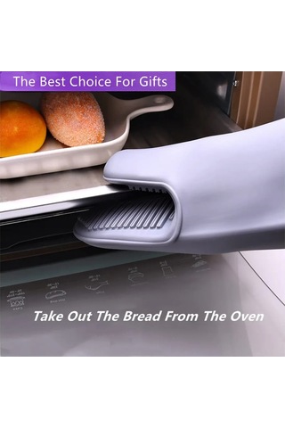 Maiyame Tekli Silikon Isı Yalıtkan Eldiven - 28cm X 10.2cm, -40 C 230 C Sıcaklığa Dayanıklı, Su Geçirmez Ve Kaymazdir Gri EP83