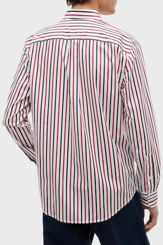 Tommy Hilfiger Çizgili Pamuklu Regular Fit Uzun Kollu Gömlek Erkek Gömlek Mw0mw43315 0ev Beyaz-kırmızı-lacivert